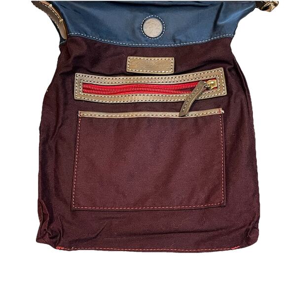 Dooney And Bourke Nylon Crossbody Small Dani Navy Blue Tan Adjustable Strap Boho - Picture 4 of 8